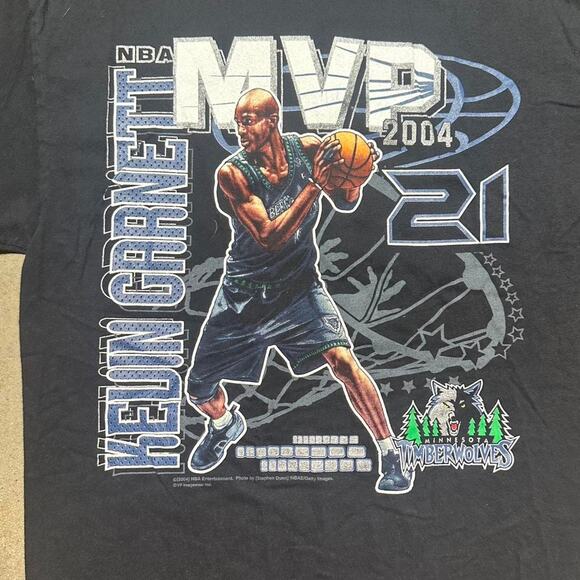 Vintage 2004 Kevin Garnett MVP Tee Mens Medium Minnesota Timberwolves NBA Shirt - Picture 2 of 5